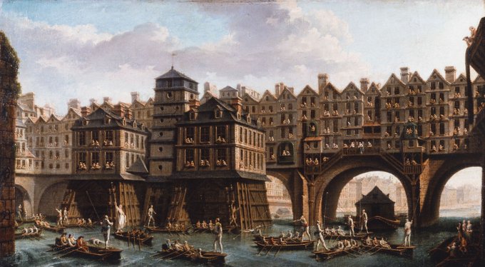 Pont avec maisons sur la Seine
