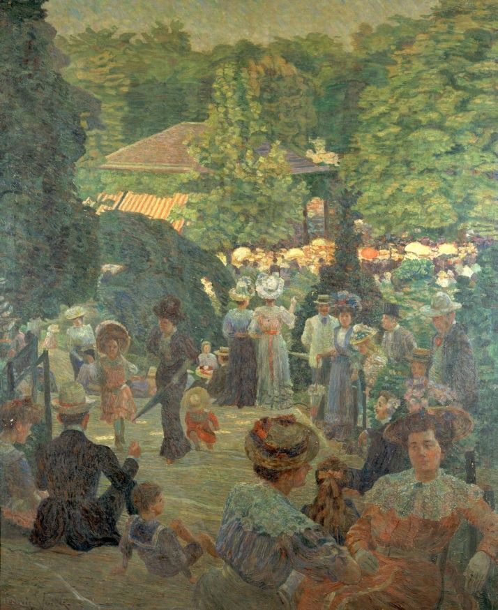 Ludovic Vallée (1864-1939), "Le parc de Montsouris à Paris, vue prise vers le kiosque à musique"